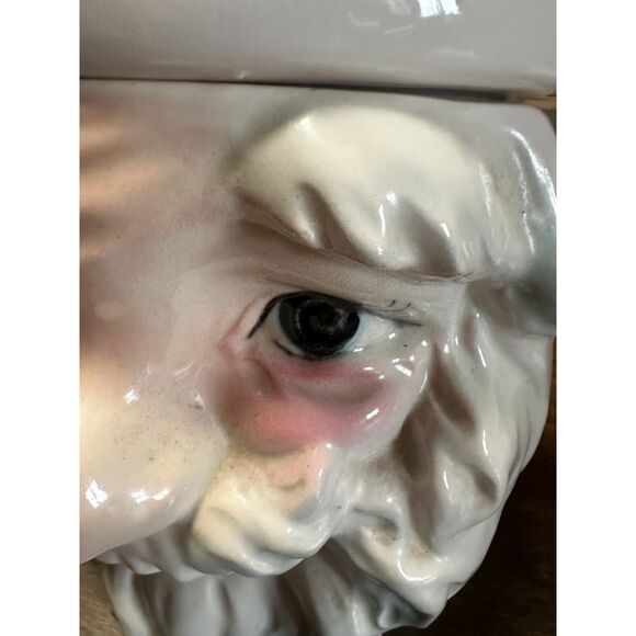 Vintage Santa Claus Cookie Storage Jar Lid Large Ceramic Christmas Kitchen Decor - Picture 4 of 11